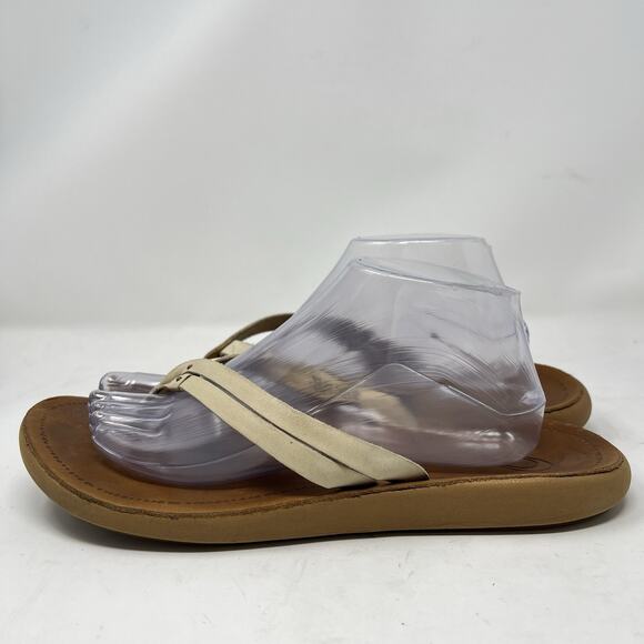 OLUKAI Kapehe Luana Tapa Sahara Leather Straps Thong White Sandals Size 11 - Picture 4 of 10